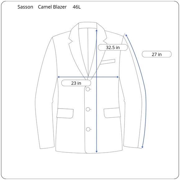 VTG 80s Sasson Camel Blazer Mens 46L Soft Textured Sport Coat Classic Academia - Picture 9 of 9